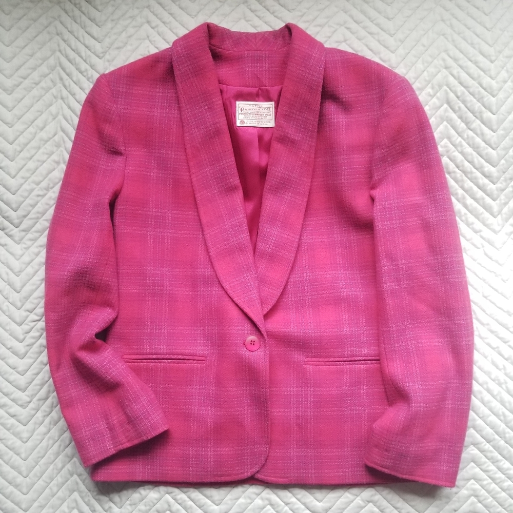 Virgin Wool Pendleton Jacket Pink Warm Vintage Pet - image 1